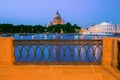 Night landscape with a view of the granite parapet, the Neva River and St. Isaac's Cathedral Royalty Free Stock Photo