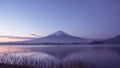 Night landscape view from kawaguchi lake with sky and fuji mount Royalty Free Stock Photo