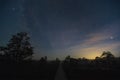 Night landscape on the Viru swamp under the starry sky Royalty Free Stock Photo