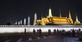 Night Landscape of Wat Phra Kaew at Sanam Luang Park in Bangkok Royalty Free Stock Photo