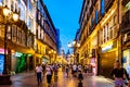 Night landscape of Zaragoza in the old town during the pandemic