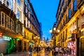 Night landscape of Zaragoza in the old town during the pandemic