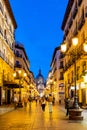 Night landscape of Zaragoza in the old town during the pandemic