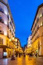 Night landscape of Zaragoza in the old town during the pandemic