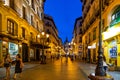 Night landscape of Zaragoza in the old town during the pandemic