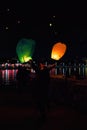 the night of lanterns on the beach of Volos, Greece