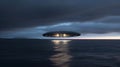 At night a large thick gray-black disc-shaped UFO with_002