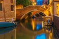 Night lateral canal and bridge in Venice, Italy Royalty Free Stock Photo