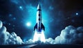 night launch space rocket Royalty Free Stock Photo