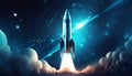 night launch space rocket Royalty Free Stock Photo