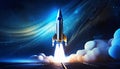 night launch space rocket Royalty Free Stock Photo