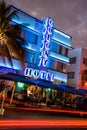 Night life, art deco district of Ocean Drive, South Beach Royalty Free Stock Photo