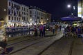 Night life on embankment at Naviglio Grande , Milan, Italy