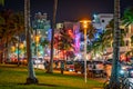 Miami Beach, Florida, USA - Night life in South Beach precinct Royalty Free Stock Photo