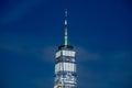 Night Light Close Up view of One World Trade Center in Lower Manhattan Financial District Royalty Free Stock Photo