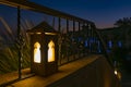 Night light lamp near stairsteps at hotel resort in evening time Royalty Free Stock Photo