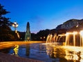 Night Light Reflections in Fountain, Plaza de Espana, Madrid, Spain Royalty Free Stock Photo