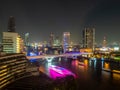 Night light scene skyscraper buildings citiscape view of Bangkok, Thailand Royalty Free Stock Photo