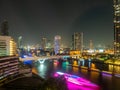 Night light scene skyscraper buildings citiscape view of Bangkok, Thailand Royalty Free Stock Photo