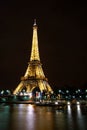 Night light show of the Eiffel tower in Paris