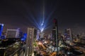 Night light show over CBD area in Bangkok