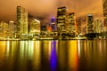 Night light view of Miami downtown buildings Royalty Free Stock Photo