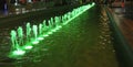 Night lighted fountain in Antalya center, Turkey