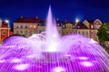 night lighting fountain on Market Square in Walbrzych, Polan