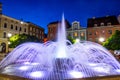 night lighting fountain on Market Square in Walbrzych, Polan