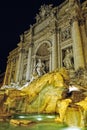 Night lighting of Trevi fountain in Rome,