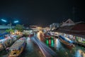 Night lights of Amphawa floating market, Thailand