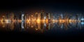 Night Lights City Skyline Reflection Royalty Free Stock Photo
