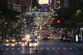 Night lights of crosstown traffic on 42nd Street in New York City Royalty Free Stock Photo