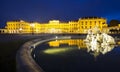 Night lights, fountains and the Schonbrunn Castle Royalty Free Stock Photo