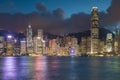 Night lights, Hong Kong city central business area Royalty Free Stock Photo
