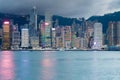 Night lights, Hong Kong city office building Royalty Free Stock Photo