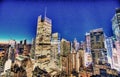 Night lights of Manhattan. New York City aerial view Royalty Free Stock Photo