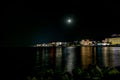 Night lights of the resort on the Black Sea coast in Bulgaria Royalty Free Stock Photo