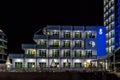 Night lights of 4 stars Berlin Golden Beach Hotel building