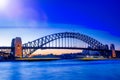 Night lights of Sydney Harbour Bridge, Australia Royalty Free Stock Photo