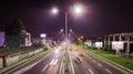 Night long exposure shot on Belgrade highway E-75 Royalty Free Stock Photo