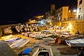 Night long exposure view of ancient port in Piombino, Tuscany - Italy Royalty Free Stock Photo