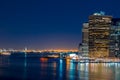 Night Manhattan, Statue of Liberty and the Lights of Jersey Royalty Free Stock Photo