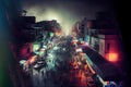 Night market at the Indian town in the The Holi Festival or festival of colors background. Generative AI Royalty Free Stock Photo