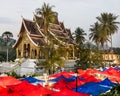 Night Market under the Wat Xieng Thong, Luang Prabang Royalty Free Stock Photo