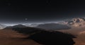 Night on Mars. Martian surface and dust in the atmosphere Royalty Free Stock Photo