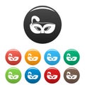 Night mask carnival icons set color Royalty Free Stock Photo