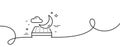 Night mattress line icon. Orthopedic sleeping pad sign. Continuous line with curl. Vector