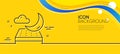 Night mattress line icon. Orthopedic sleeping pad sign. Minimal line yellow banner. Vector