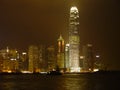 Night metropolis in lights. Hong Kong night Royalty Free Stock Photo